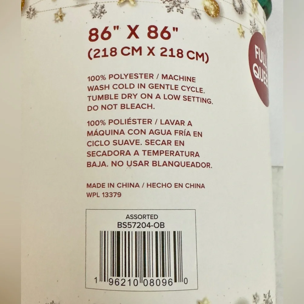 Oeko Tex Holiday Blanket -‎ Green and Red Merry Christmas Full/Queen 86”x86”